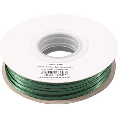 Creative 301002-5019, donkergroen, satijnen lint, 3 mm x 100 m dubbel satijnen lint, lint, decoratief lint, cadeaulint, stoffen lint voor bruiloft, doop en verjaardagscadeaus, 3 mm, meter Creative 301002-5019, donkergroen, satijnen lint, 3 mm x 100 m dubbel satijnen lint, lint, decoratief lint, cadeaulint, stoffen lint voor bruiloft, doop en verjaardagscadeaus, 3 mm, meter