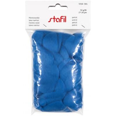 Stafil Merino natuurlijke wol om te vilten, 50 g, 27/28 micron, naaldvilt en knutselvilt, petrol Stafil Merino natuurlijke wol om te vilten, 50 g, 27/28 micron, naaldvilt en knutselvilt, petrol