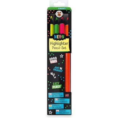 TRENDHAUS Alles voor de school 964960 Neon markeerstiftset, 4 stuks, driehoekige kleurpotloden in 4 neonkleuren voor markeren en schilderen TRENDHAUS Alles voor de school 964960 Neon markeerstiftset, 4 stuks, driehoekige kleurpotloden in 4 neonkleuren voor markeren en schilderen
