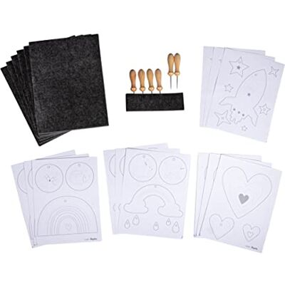Merk XL gestikte kit - 15x20cm met klep - Set van 6 Merk XL gestikte kit - 15x20cm met klep - Set van 6