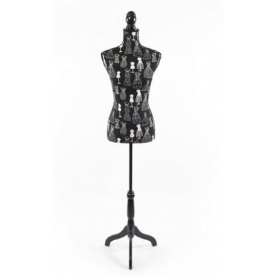 Relaxdays paspop vrouw, maat 36/38, hoogte verstelbaar, 130 167 cm, houten voet, etalagepop, zwart-creme Relaxdays paspop vrouw, maat 36/38, hoogte verstelbaar, 130 167 cm, houten voet, etalagepop, zwart-creme