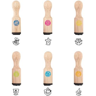 TRENDHAUS 610256 Lerarenstempel Set (6-delig), 6 stempels van hout, 2 cm x 2 cm x 7 cm TRENDHAUS 610256 Lerarenstempel Set (6-delig), 6 stempels van hout, 2 cm x 2 cm x 7 cm