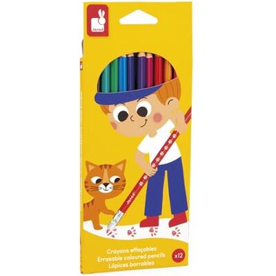 Janod J07414-12 uitwisbare kleurpotloden Hars kleurpotloden met gumtips Ergonomische vorm Fijn & bestendig lood Tekenen & kleuren Leeftijd 3+ J07414 Janod J07414-12 uitwisbare kleurpotloden Hars kleurpotloden met gumtips Ergonomische vorm Fijn & bestendig lood Tekenen & kleuren Leeftijd 3+ J07414