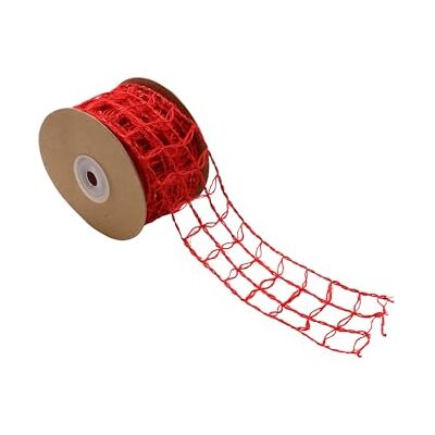 GLOREX 6 3803 452 Jute lint met draad, 5 cm dik, sterk lint met versteviging, lengte 5 m, rood, als decoratie, om te knutselen en te ontwerpen GLOREX 6 3803 452 Jute lint met draad, 5 cm dik, sterk lint met versteviging, lengte 5 m, rood, als decoratie, om te knutselen en te ontwerpen