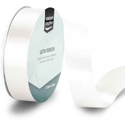 Creative Satijnlint Wit 20 m x 25 mm Dubbelzijdig Cadeaulint op Rol voor Knutselen, Decoraties, Kaarten Maken, Scrapbooking en DIY Creative Satijnlint Wit 20 m x 25 mm Dubbelzijdig Cadeaulint op Rol voor Knutselen, Decoraties, Kaarten Maken, Scrapbooking en DIY