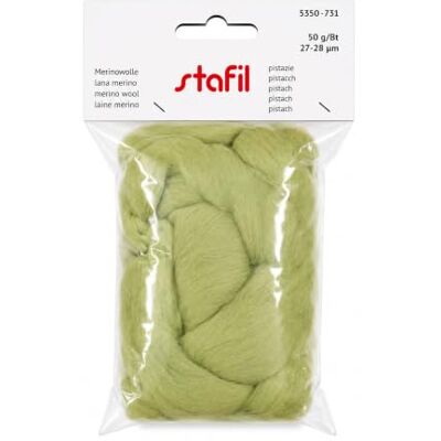Stafil Merino natuurlijke wol om te vilten 50 g 27/28 micron naaldvilt en knutselvilt pistache Stafil Merino natuurlijke wol om te vilten 50 g 27/28 micron naaldvilt en knutselvilt pistache