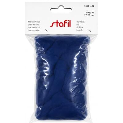 Stafil Merino natuurlijke wol om te vilten 50g 27/28 micron naaldvilt en knutselvilt blauw Stafil Merino natuurlijke wol om te vilten 50g 27/28 micron naaldvilt en knutselvilt blauw