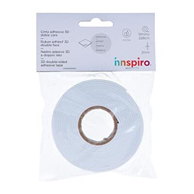 INNSPIRO 3D-schuimlijm, wit, rol 19 x 229 cm, 2 mm dikte INNSPIRO 3D-schuimlijm, wit, rol 19 x 229 cm, 2 mm dikte