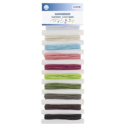 GLOREX 6 1630 360 Elastiekset, 10 stuks, 1 mm, lengte 3,5 m, geassorteerde kleuren, om te knutselen, te versieren en creatief bezig te zijn GLOREX 6 1630 360 Elastiekset, 10 stuks, 1 mm, lengte 3,5 m, geassorteerde kleuren, om te knutselen, te versieren en creatief bezig te zijn