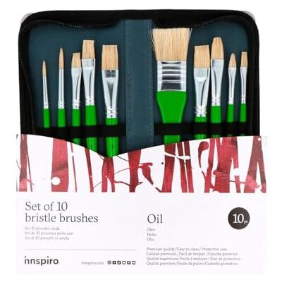 INNSPIRO Penseelset met 10 penselen voor kunstenaars, met etui, voor acryl, aquarel, gouache, olie, ideaal voor beginners en professionals INNSPIRO Penseelset met 10 penselen voor kunstenaars, met etui, voor acryl, aquarel, gouache, olie, ideaal voor beginners en professionals