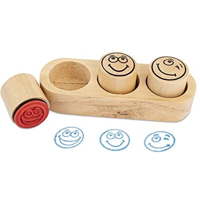 TRENDHAUS 952509 Stempelset voor leerkrachten Smiley, 3 houten stempels, ca. 4 x 10 x 4 cm, motivatiestempels voor kinderen, leerkrachten en opvoeders, incl. houten blok voor opslag TRENDHAUS 952509 Stempelset voor leerkrachten Smiley, 3 houten stempels, ca. 4 x 10 x 4 cm, motivatiestempels voor kinderen, leerkrachten en opvoeders, incl. houten blok voor opslag