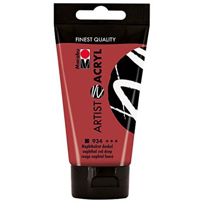 Marabu 12200002934 Artist acryl naftolrood donker 75 ml, fijne acrylverf in kunstenaarskwaliteit, op waterbasis, pastose consistentie, hoog gepigmenteerd, zeer goede glans en dekking Marabu 12200002934 Artist acryl naftolrood donker 75 ml, fijne acrylverf in kunstenaarskwaliteit, op waterbasis, pastose consistentie, hoog gepigmenteerd, zeer goede glans en dekking