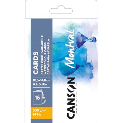 Canson Montval Aquarelpapier, fijne korrel, 300 g/m², doos, 10,5 x 14,8 cm, wit, 16 vellen Canson Montval Aquarelpapier, fijne korrel, 300 g/m², doos, 10,5 x 14,8 cm, wit, 16 vellen