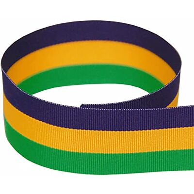 Morex Grosgrain Streep Lint, Navy/Goud/Groen Morex Grosgrain Streep Lint, Navy/Goud/Groen