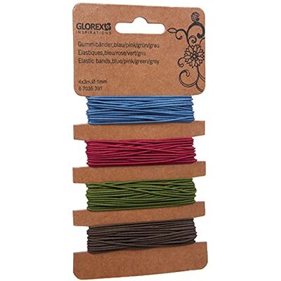 GLOREX 6 7035 391 elastiekjes, 4 x 3 m Ø 1 mm blauw/roze/groen/grijs, meerkleurig, eenheidsmaat GLOREX 6 7035 391 elastiekjes, 4 x 3 m Ø 1 mm blauw/roze/groen/grijs, meerkleurig, eenheidsmaat