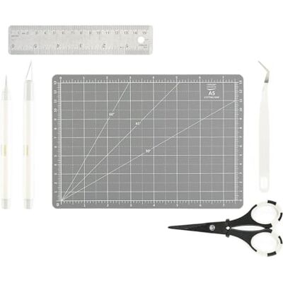 Creative Hobbygereedschap Set 6 st. Knutselgereedschap Incl. Snijmat A5, Hobbymes, Schaar en Liniaal voor Kaarten Maken, Scrapbooking, Naaien en Modelbouw Creative Hobbygereedschap Set 6 st. Knutselgereedschap Incl. Snijmat A5, Hobbymes, Schaar en Liniaal voor Kaarten Maken, Scrapbooking, Naaien en Modelbouw