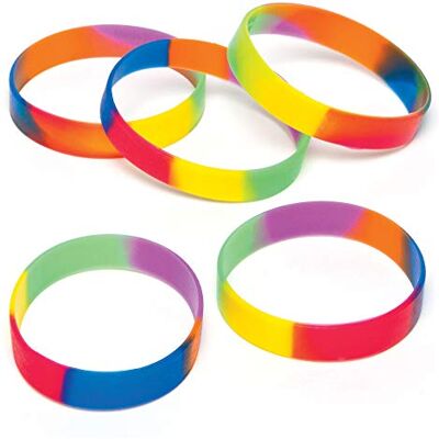 Baker Ross AG758 Regenboog-armbanden van rubber voor kinderen als kleine verrassing of als prijs bij partyspelletjes (10 stuks) Baker Ross AG758 Regenboog-armbanden van rubber voor kinderen als kleine verrassing of als prijs bij partyspelletjes (10 stuks)
