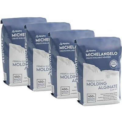 Algaplay Michelangelo Moulding Alginate Slow Setting Chromatisch alginaat voor zeer nauwkeurige afdrukken perfect voor hand- of lichaamsafdrukken Made in Italy (4 bakken) Algaplay Michelangelo Moulding Alginate Slow Setting Chromatisch alginaat voor zeer nauwkeurige afdrukken perfect voor hand- of lichaamsafdrukken Made in Italy (4 bakken)