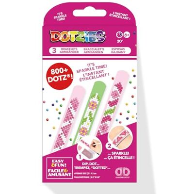 DIAMOND DOTZ DTZ11.017 Originele 5D Diamond Painting Dots Armbanden Set Pretty in Roze met 3 glinsterende armbanden ca. 21 x 2 cm, klittenbandsluiting, DIY diamant complete set voor kinderen vanaf 6 jaar DIAMOND DOTZ DTZ11.017 Originele 5D Diamond Painting Dots Armbanden Set Pretty in Roze met 3 glinsterende armbanden ca. 21 x 2 cm, klittenbandsluiting, DIY diamant complete set voor kinderen vanaf 6 jaar