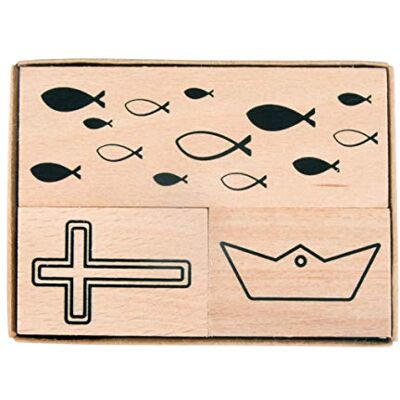 Rayher 29199000 houten stempelset confirmatie/communie, stempelset 3-delig, voor het versieren van kaarten, etiketten, geschenken, scrapbooking, hangers en nog veel meer Rayher 29199000 houten stempelset confirmatie/communie, stempelset 3-delig, voor het versieren van kaarten, etiketten, geschenken, scrapbooking, hangers en nog veel meer