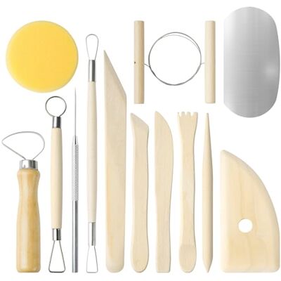 Kolamom 13 stuks modelleergereedschap keramiek gereedschap DIY kit, sculpting modelleermassa luchtdrogend gereedschap, hout, voor modelbouw, snijwerk, kaarsenmaken, handwerk, pottenbakkerij Kolamom 13 stuks modelleergereedschap keramiek gereedschap DIY kit, sculpting modelleermassa luchtdrogend gereedschap, hout, voor modelbouw, snijwerk, kaarsenmaken, handwerk, pottenbakkerij
