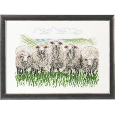 Permin Borduurpakket Schilderij Schaap Op Het Land - Kruissteekset Permin Borduurpakket Schilderij Schaap Op Het Land - Kruissteekset