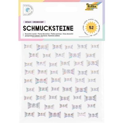 folia 12319 Decoratiesteentjes BOWS IRIDESCENT, 52 boogvormige glittersteentjes in iriserend iriserend, stickers in 3 maten, zelfklevend, voor het versieren en decoreren folia 12319 Decoratiesteentjes BOWS IRIDESCENT, 52 boogvormige glittersteentjes in iriserend iriserend, stickers in 3 maten, zelfklevend, voor het versieren en decoreren