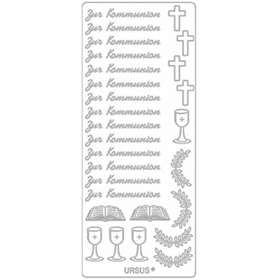 Ursus 59310032 creatieve stickers, communie, zilver, 5 vellen, zelfklevend, ideaal voor het ontwerpen van kaarten en het decoreren van geschenken, stickervel ca. 10 x 23 cm Ursus 59310032 creatieve stickers, communie, zilver, 5 vellen, zelfklevend, ideaal voor het ontwerpen van kaarten en het decoreren van geschenken, stickervel ca. 10 x 23 cm