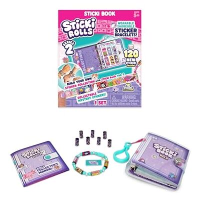 Sky Castle Sticki Rolls Sticki Book Series 2, draagbare en deelbare stickerarmband, 120 mini-stickers, armband en sticki boek, verschillende kleuren en stijlen Sky Castle Sticki Rolls Sticki Book Series 2, draagbare en deelbare stickerarmband, 120 mini-stickers, armband en sticki boek, verschillende kleuren en stijlen