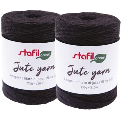 Stafil Jute garen Ø 2 mm 250 g 210 m set 2 bollen kleur zwart Stafil Jute garen Ø 2 mm 250 g 210 m set 2 bollen kleur zwart