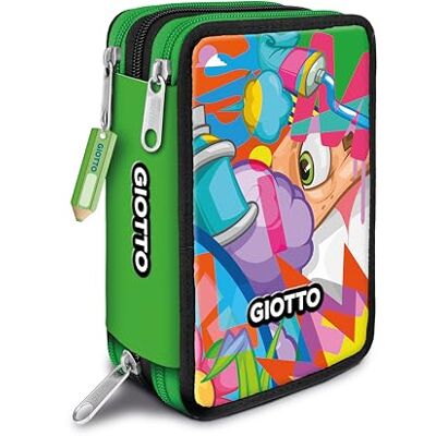 Giotto Pennenetui Supermina 3 Zip Young Street Art, groen Giotto Pennenetui Supermina 3 Zip Young Street Art, groen