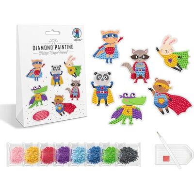 Ursus 43490001 Diamond Painting Sticker "Super Heroes", stickers met verschillende motieven, knutselset met 2 stickervellen en bijpassend gereedschap, ca. 6,3-7,3 cm Ursus 43490001 Diamond Painting Sticker "Super Heroes", stickers met verschillende motieven, knutselset met 2 stickervellen en bijpassend gereedschap, ca. 6,3-7,3 cm