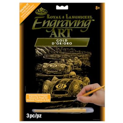 Royal & Langnickel GOLF25 Graving Art/Kras foto's, DIN A4, nostalgische racewagen, goud Royal & Langnickel GOLF25 Graving Art/Kras foto's, DIN A4, nostalgische racewagen, goud