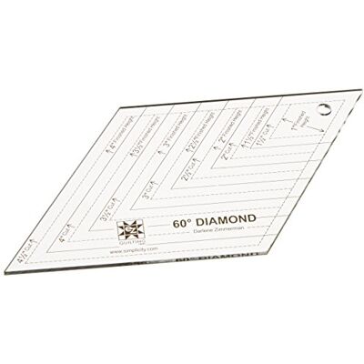 EZ Quilting Simplicity EZ quilt-sjabloon van plexiglas, diamantvormig, 60 graden hoek EZ Quilting Simplicity EZ quilt-sjabloon van plexiglas, diamantvormig, 60 graden hoek