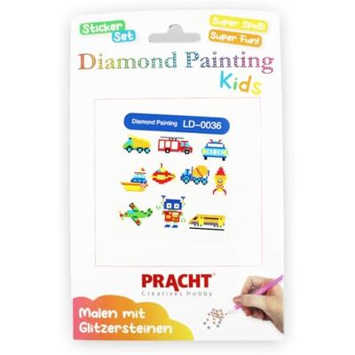 Pracht Creatives Hobby 6035-25211 Stickerset Diamond Painting, motief voertuigen, knutselset voor het ontwerpen van stickers met glittersteentjes, voor kinderen vanaf 5 jaar Pracht Creatives Hobby 6035-25211 Stickerset Diamond Painting, motief voertuigen, knutselset voor het ontwerpen van stickers met glittersteentjes, voor kinderen vanaf 5 jaar