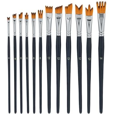 12-delige Special Effects Artist Penseelset Professionele Taklon Synthetische FX Borstels, Lint, Muti-Liner, Hoekig Creëer Gras, Haar, Bont Aquarel, Acryl, Gouache, Olie 12-delige Special Effects Artist Penseelset Professionele Taklon Synthetische FX Borstels, Lint, Muti-Liner, Hoekig Creëer Gras, Haar, Bont Aquarel, Acryl, Gouache, Olie