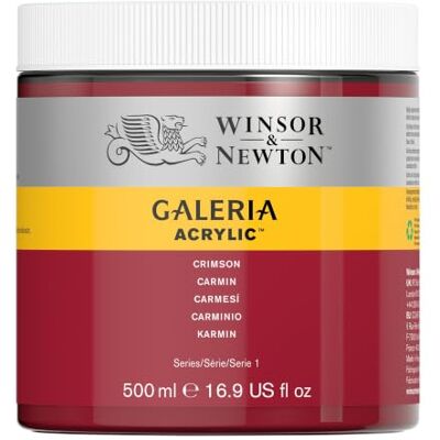 Winsor & Newton Galeria Acrylverf 500ml Pot Crimson Professionele acrylverf 2050203 met hoge dekkracht, lichtvast en geschikt voor canvas hout papier Winsor & Newton Galeria Acrylverf 500ml Pot Crimson Professionele acrylverf 2050203 met hoge dekkracht, lichtvast en geschikt voor canvas hout papier