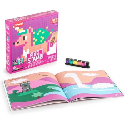 Trodat Pixel Stamp Fantasie, kinderboek om te stempelen op nummer, 18 motieven, 6 verschillende kleuren gesorteerde ministempels, creatief educatief spel voor kinderen vanaf 4 jaar Trodat Pixel Stamp Fantasie, kinderboek om te stempelen op nummer, 18 motieven, 6 verschillende kleuren gesorteerde ministempels, creatief educatief spel voor kinderen vanaf 4 jaar