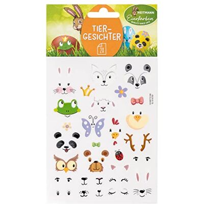 Heitmann Eierfarben Sticker dierengezichten 2 vellen, 1016759, kleurrijk Heitmann Eierfarben Sticker dierengezichten 2 vellen, 1016759, kleurrijk