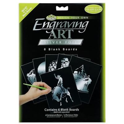 Royal & Langnickel SILF-57 Graving Art/Kras, 5 x 7 inch, 6 stuks, blank, zilver Royal & Langnickel SILF-57 Graving Art/Kras, 5 x 7 inch, 6 stuks, blank, zilver