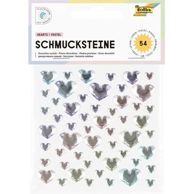 folia 12312 HEARTS PASTEL edelsteentjes, 54 hartvormige glittersteentjes in 5 pastelkleuren, stickers in 3 maten, zelfklevend, voor versieren en decoreren folia 12312 HEARTS PASTEL edelsteentjes, 54 hartvormige glittersteentjes in 5 pastelkleuren, stickers in 3 maten, zelfklevend, voor versieren en decoreren