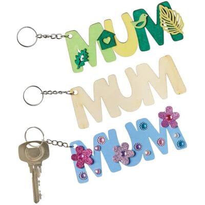 Baker Ross WA160 MUM-sleutelhangers van hout Pak van 6, Houten sleutelhangers om te versieren, Creatieve, gepersonaliseerde cadeaus voor mama Baker Ross WA160 MUM-sleutelhangers van hout Pak van 6, Houten sleutelhangers om te versieren, Creatieve, gepersonaliseerde cadeaus voor mama