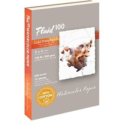 Speedball Fluid 100 Cold Press Aquarel Blok 4 x 6 100% Rag Katoen Papier dat gelatine formaat is, 300 g/m² vellen/150 lbs Speedball Fluid 100 Cold Press Aquarel Blok 4 x 6 100% Rag Katoen Papier dat gelatine formaat is, 300 g/m² vellen/150 lbs