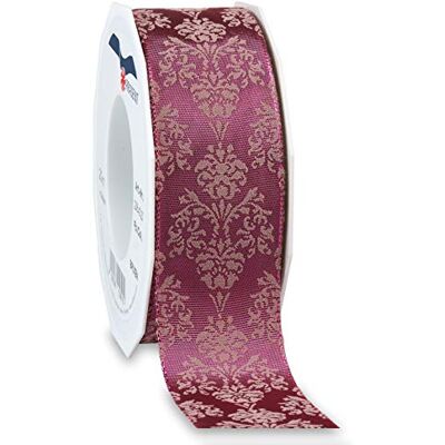 PRÄSENT Brixen Bedraad en bedrukt lint Berry-Cream 40 mm breed, 20 m lengte PRÄSENT Brixen Bedraad en bedrukt lint Berry-Cream 40 mm breed, 20 m lengte