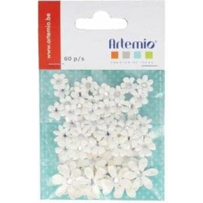 Artemio Set van 60 mini-bloemen, andere, wit, 7,5 x 1 x 11,5 cm, 11060401 Artemio Set van 60 mini-bloemen, andere, wit, 7,5 x 1 x 11,5 cm, 11060401