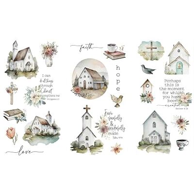 Thymeless Designs Wrijf op transfers voor ambachten en meubels 3 designvellen 15,2 x 30,5 cm transfers voor woondecoratie meubels en ambachtelijke stickers door (Farmhouse Churches) Thymeless Designs Wrijf op transfers voor ambachten en meubels 3 designvellen 15,2 x 30,5 cm transfers voor woondecoratie meubels en ambachtelijke stickers door (Farmhouse Churches)