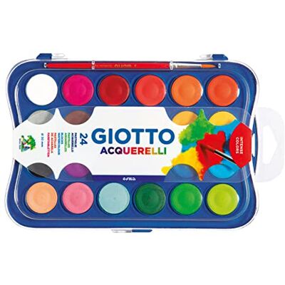 Giotto aquarellen in 24 kleuren, 30mm pastigle, met penseel Giotto aquarellen in 24 kleuren, 30mm pastigle, met penseel