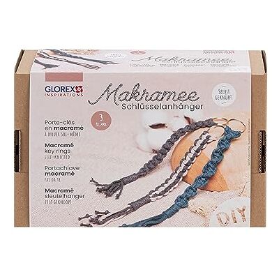 GLOREX Art Glorex Sieradenset - Katoenen macramé sleutelhangers - Doe-het-zelf GLOREX Art Glorex Sieradenset - Katoenen macramé sleutelhangers - Doe-het-zelf
