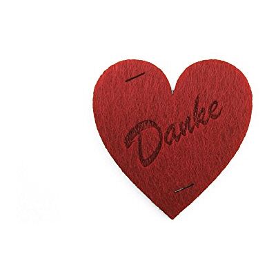Petra's Bastel News Petra's knutsel-News A-HEF3960-28 15 x hart symmetrisch, 60 mm met"Danke", gegraveerd, vilt/rood Petra's Bastel News Petra's knutsel-News A-HEF3960-28 15 x hart symmetrisch, 60 mm met"Danke", gegraveerd, vilt/rood
