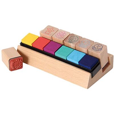 TRENDHAUS 928009 Houten stempelset van 6 stuks, meerkleurig TRENDHAUS 928009 Houten stempelset van 6 stuks, meerkleurig